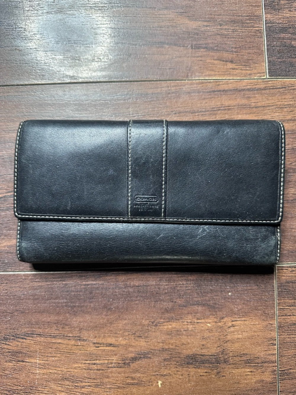 VTG Coach Black Hamilton Tri Fold Leather Wallet